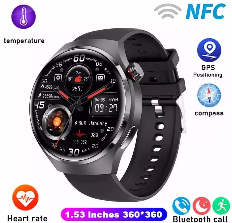 GT4 Pro Waterproof Smart Watch NFC GPS Tracker AMOLED Bluetooth Call Men Women