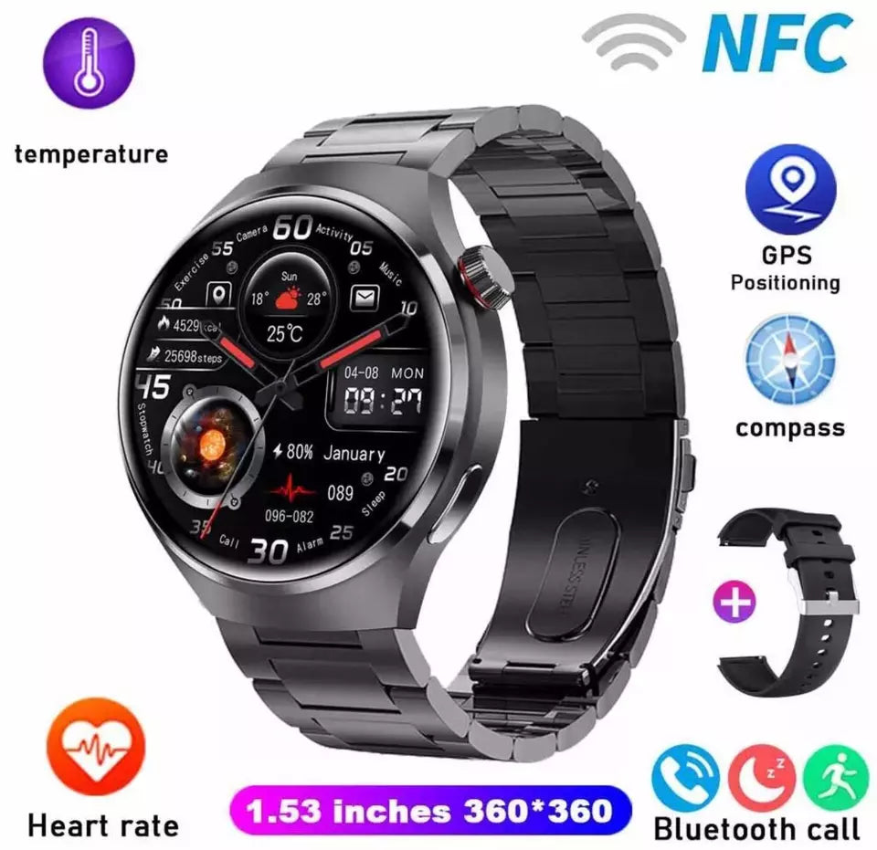 GT4 Pro Waterproof Smart Watch NFC GPS Tracker AMOLED Bluetooth Call Men Women